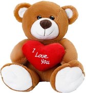 Knuffelbeer i love you - met hart - 33cm Bruin - knuffel beer - teddybeer - knuffels - pluche - moederdag cadeautje - verjaardag