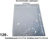 PVC Durable Zipper bag - Retail Verpakking - Euro header - Klein - 120 Pack