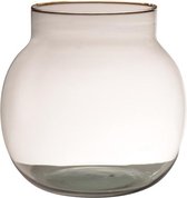 Transparante/bruine ronde vissenkom vaas/vazen van glas 20 x 19 cm - Bloemen/boeketten vaas voor binnen gebruik