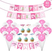 Haai feestdecoratie set ballon set Roze