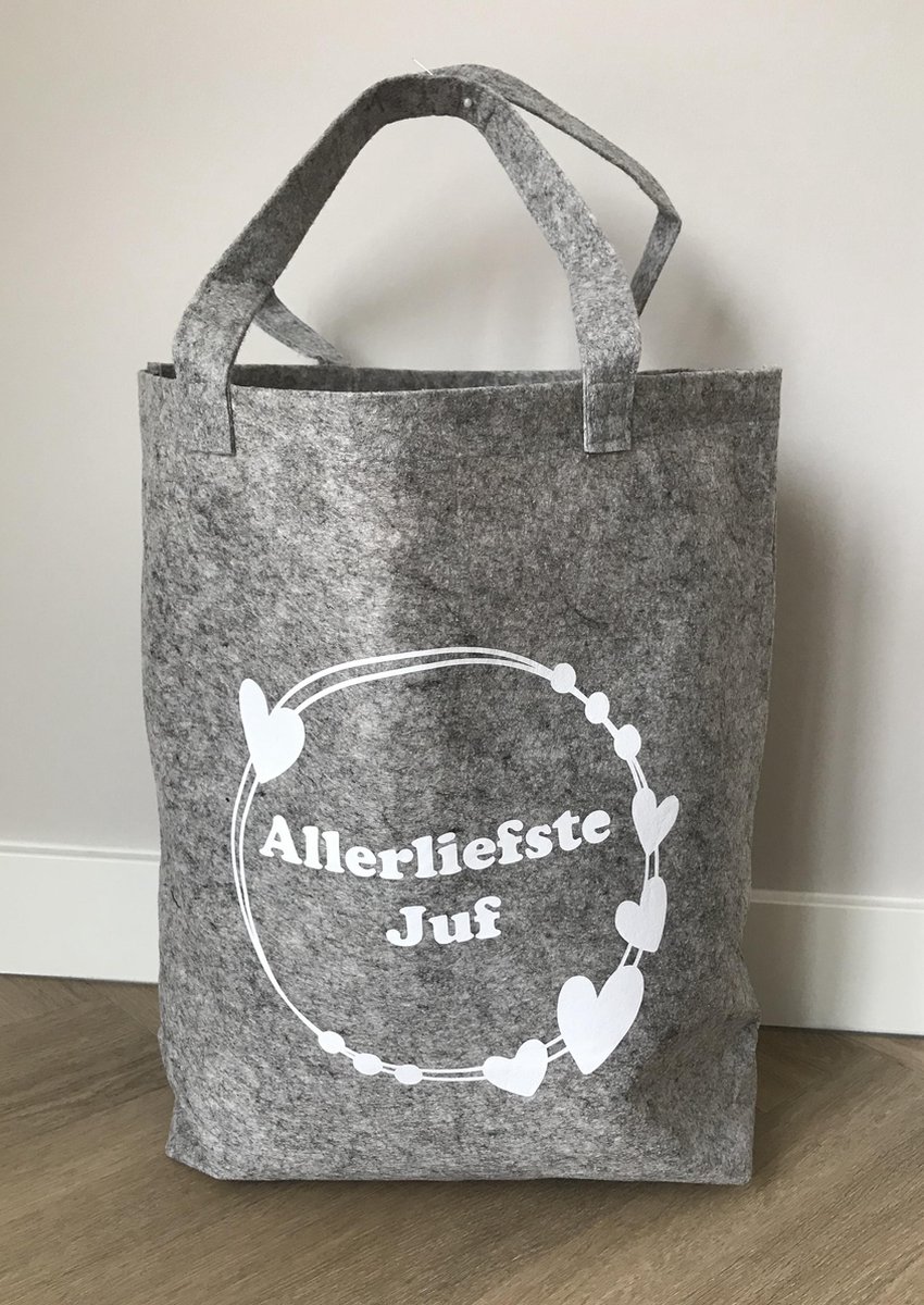 Stijlie kids Vilten boodschappentas Liefste juf Juffen cadeau