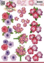 Roze Paarse Bloemen 3D-Knipvel Jeanine's Art 10 stuks