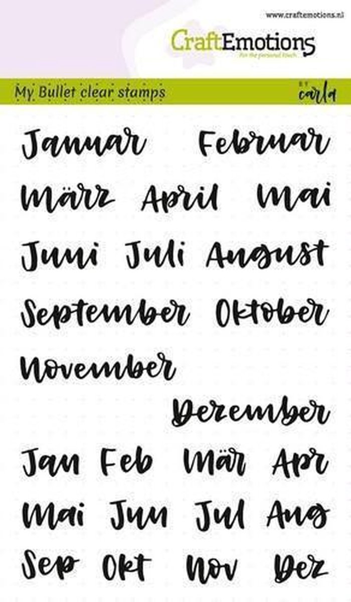CraftEmotions stempel A6 - Bullet Journal - Monate 10 milimeter Duits