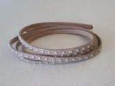 Band imitatie suede met studs 5 milimeter zandkleur 1m