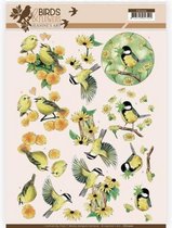 Yellow Birds - Birds and Flowers 3D-Knipvel Jeanine`s Art 10 stuks