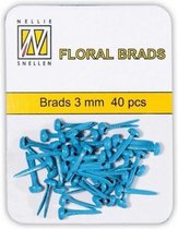 Nellie Snellen Floral Glitter Brads 3mm - 40stuks - Blauw