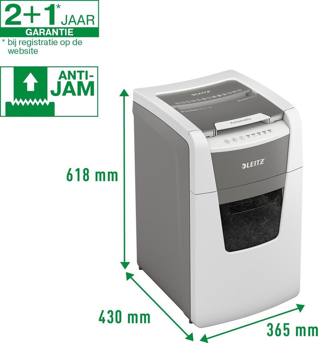 Leitz IQ Autofeed+ Office 150 Stille Papierversnipperaar P5 thumbnail 5