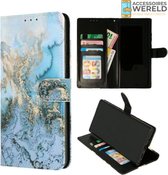 Bookcase Marmer Blauw - Samsung Galaxy A52 4G / Samsung Galaxy A52 5G  - Portemonnee hoesje