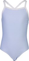 Snapper Rock - Badpak Back Tie voor meisjes - Stripe X - Blauw/Wit