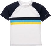 Snapper Rock - UV Rash Top voor jongens - Korte mouw - Sunset Stripe - Wit/Donkerblauw - maat 116-122cm