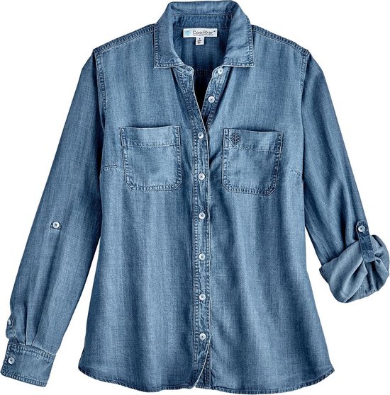 Coolibar UV werende Blouse voor dames Peninsula Licht Indigo