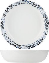 Mosaic Blauw Pastabord - Diep Bord - Ø 21,5xh5,3cm - New Bone China