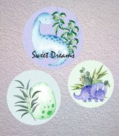 Muur sticker set van 3 stuks - Dino's - decoratie slaapkamer - baby kamer - kinder kamer - thema Dino's - muursticker slaapkamer
