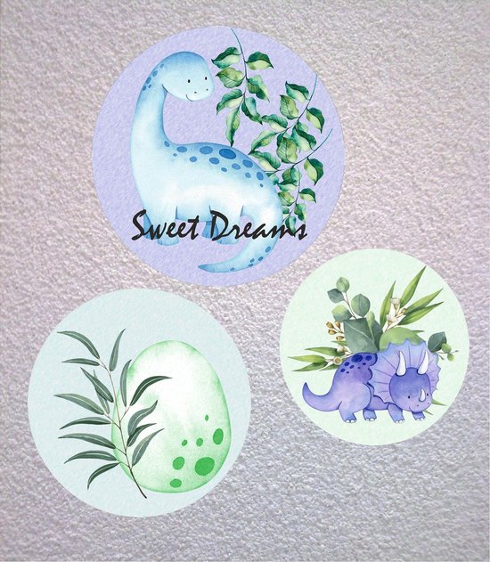 Sticker mural lot de 3 pièces - Dinos - décoration chambre - chambre bébé - chambre enfant - thème dinos - sticker mural chambre