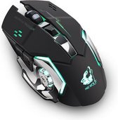 FREE WOLF X8 - Draadloze Gaming Muis - Wireless MOUSE - Multi color - 2.4GHz - Zwart - Rechtshandig - USB