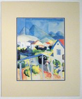 Poster in dubbel passe-partout - August Macke - Weibes Haus / Wit Huis 1914 - Kunst  - 50 x 60 cm