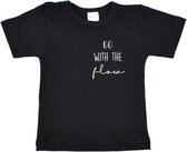 R Rebels | Katoenen Baby Shirt | Go With The Flow | Zwart | Maat 74/80