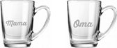 Gegraveerde theeglas 32cl mama+oma