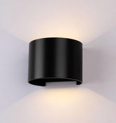 ABC | Wandlamp LED Binnen & Buiten Verlichting - Rond - Zwart - Met Bevestigingsmateriaal