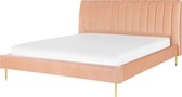 Beliani MARVILLE - Tweepersoonsbed - roze - fluweel