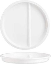 Restaurant Uni Bord met 2 vakken - Gourmetbord - Dinerbord - Ø 23 cm - Wit - 6 stuks
