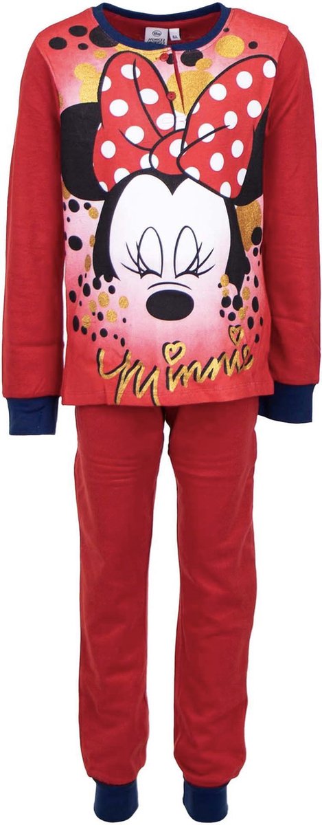 Disney Minnie Mouse pyjama - katoen - glitterprint - rood - maat 134 (9 jaar)