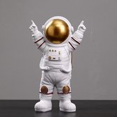 BaykaDecor - Unieke Astronaut Beeld - Woondecoratie - Kinderkamer Standbeeld - Ruimte - Rock Luxe Figuur - Wit Goud - 25 cm