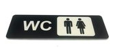 Deurbordje Toilet - WC bordjes – Tekstbord WC – Toilet bordje – Heren Dames – Man Vrouw - Bordje – Zwart - Pictogram - Zelfklevend – 5 cm x 15 cm x 1,6 mm - 5 Jaar Garantie