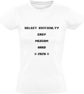 Select Difficulty Corona Dames t-shirt | gamer | games | virus | 2020 | Wit