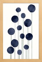 JUNIQE - Poster met houten lijst Waterflowers -13x18 /Blauw & Wit