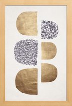 JUNIQE - Poster met houten lijst Geometric Abstracta -13x18 /Ivoor
