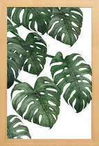 JUNIQE - Poster in houten lijst Monstera plant -20x30 /Groen & Wit