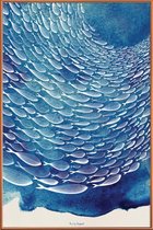 JUNIQE - Poster met kunststof lijst Fish Shoal -60x90 /Blauw & Wit