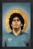 JUNIQE - Poster met houten lijst Football Icon - Diego Maradona -40x60