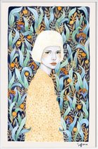 JUNIQE - Poster in kunststof lijst Emilia -20x30 /Blauw & Geel