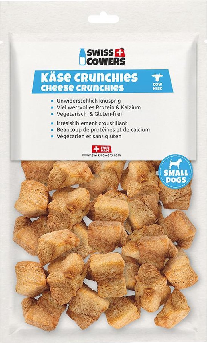 SwissCowers® Käse Crunchies Small - 100 gram - Hondensnacks - Kaas Snack - Hypoallergeen - Lactosevrij - Glutenvrij - Met Probiotica - Kaas Crunchies