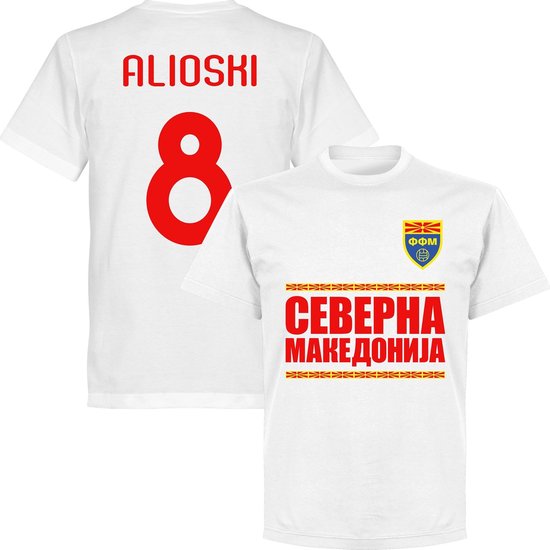 Noord Macedonië Alioski 8 Team T-Shirt - Wit - S