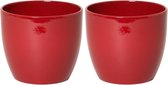 2x pots de fleurs en céramique couleur vin rouge brillant pour plante d'intérieur H9.8 x D12 cm - pots de plantes d'intérieur