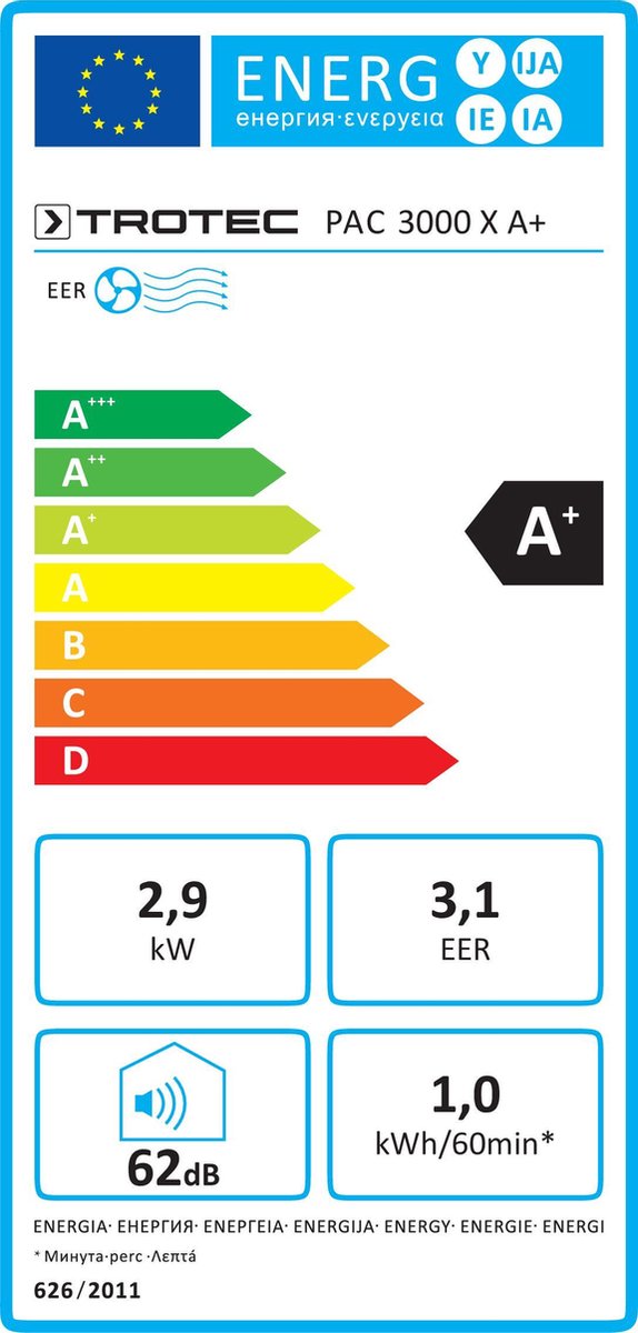 Mobiele airconditioner energiezuinig A+ | TROTEC PAC 3000 X | koelventilator, luchtontvochtiger, timer, propaan - Afbeelding 2