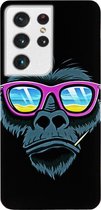 ADEL Siliconen Back Cover Softcase Hoesje Geschikt voor Samsung Galaxy S21 Ultra - Gorilla Apen
