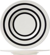 Black Bands - Zwart Wit Dessertbord - Ontbijtbord - Ø 22cm