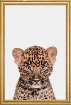 JUNIQE - Poster met houten lijst Leopard -30x45 /Bruin