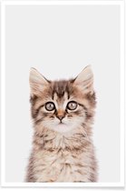 JUNIQE - Poster Kitten II -13x18 /Bruin & Grijs