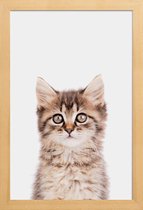 JUNIQE - Poster met houten lijst Kitten II -13x18 /Bruin & Grijs