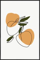 JUNIQE - Poster in kunststof lijst Peaches -40x60 /Grijs & Groen