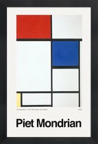 JUNIQE - Poster met houten lijst Mondrian - Composition II, with Red,