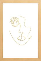 JUNIQE - Poster met houten lijst Petal gouden -20x30 /Goud & Wit
