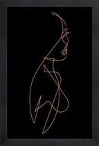 JUNIQE - Poster met houten lijst Femme I gouden -20x30 /Goud & Zwart