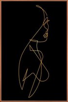 JUNIQE - Poster met kunststof lijst Femme I gouden -40x60 /Goud &