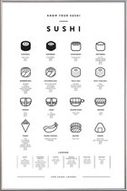 JUNIQE - Poster met kunststof lijst Sushi infographic -20x30 /Wit &